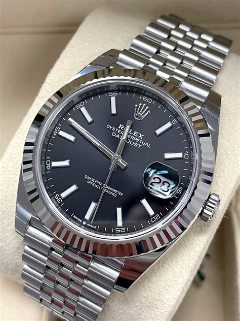 rolex watch silver and black